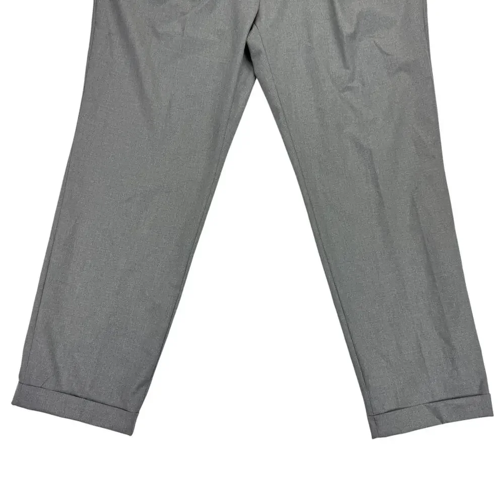 Michael Kors Mens Pleated Cuffed Solid Classic Fit Stretch Pants Gray 44x32